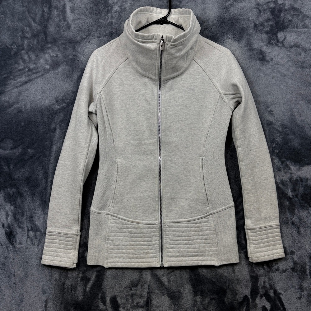 Lululemon Radiance Jacket Womens 6 Gray Moto Quilted Full Zip Funnel Neck Layer